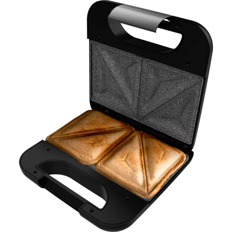 CECOTEC Rock'nToast Classic+ sandwichmaker (RVS/zwart, 800 W, voor 2 personen)