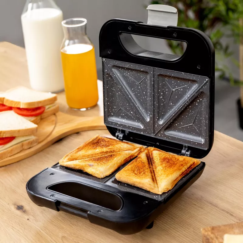 CECOTEC Rock'nToast Classic+ sandwichmaker (RVS/zwart, 800 W, voor 2 personen)