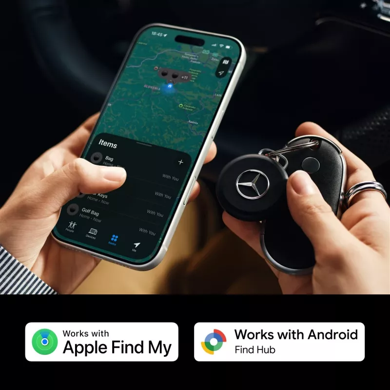 Chipolo LOOP Mercedes – oplaadbare Bluetooth-tracker met siliconenlus voor iOS & Android, zwart