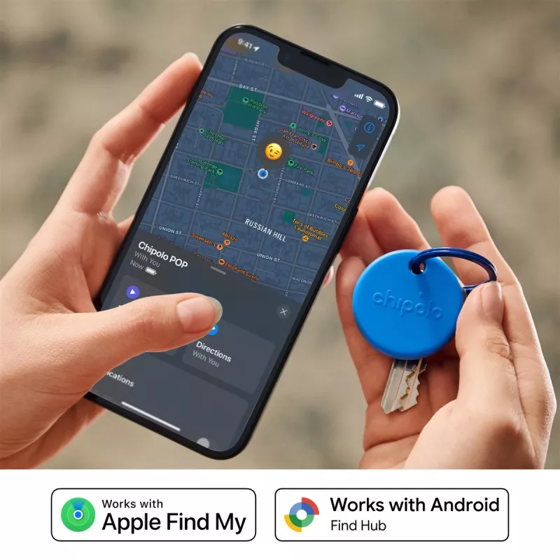 Chipolo POP – Bluetooth-tracker met vervangbare batterij voor iOS & Android, 4-pack - zwart, wit, rood, blauw
