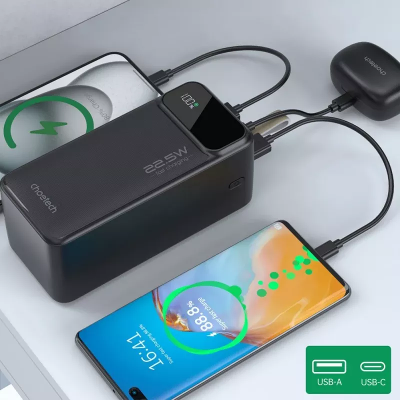 CHOETECH B732 Powerbank 50000 mAh 22.5W PD & QC - Zwart