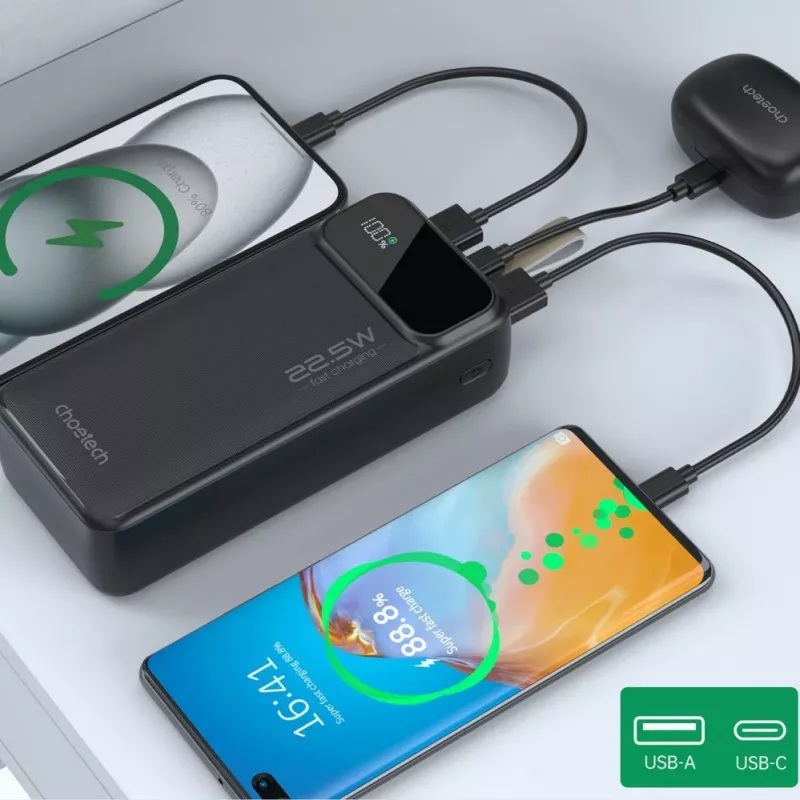 CHOETECH Powerbank 30000 mAh Zwart