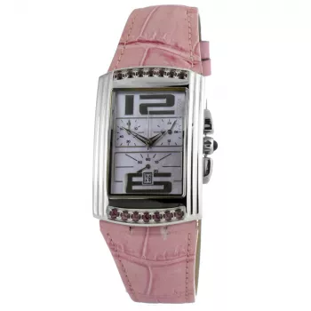 CHRONOTECH CT7018B-02S dames analoog quartz horloge 30mm witte leren band