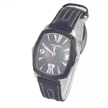 CHRONOTECH CT7696L-12 Prisma unisex quartz horloge 34 mm witte wijzerplaat witte leren band