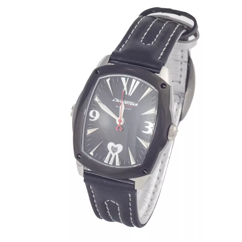 CHRONOTECH CT7696L-12 Prisma unisex quartz horloge 34 mm witte wijzerplaat witte leren band