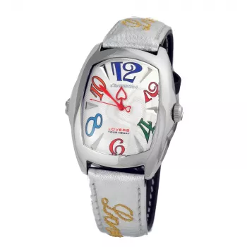 CHRONOTECH CT7696L-12 Prisma unisex quartz horloge 34 mm witte wijzerplaat witte leren band