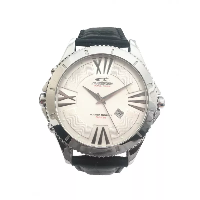 CHRONOTECH heren CT7636M-01 48mm RVS quartz chronograaf horloge