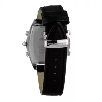CHRONOTECH MAN CT7677M-02 analoog quartz horloge 45mm zwarte wijzerplaat leren band