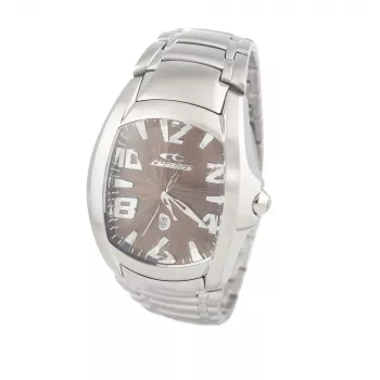 CHRONOTECH MAN CT7988M-65M analoog quartz horloge 41mm RVS zwarte wijzerplaat zilveren milanaise band
