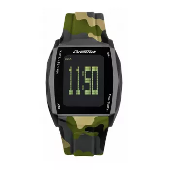 CHRONOTECH heren RW0022 analoog quartzhorloge 35mm roestvrijstalen kast zwarte wijzerplaat leren band