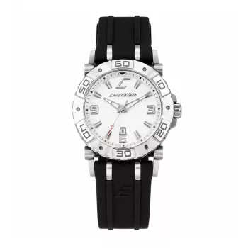 CHRONOTECH heren RW0038 analoog quartzhorloge 39mm edelstalen behuizing zwarte wijzerplaat zwarte leren band