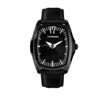 CHRONOTECH herenhorloge CT7219M03 40mm analoog quartz edelstaal zwarte wijzerplaat leren band