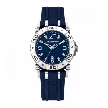 CHRONOTECH herenhorloge RW0039 39mm RVS analoog quartz zwarte wijzerplaat leren band