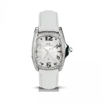 CHRONOTECH dames quartz analoog horloge CT7988LS09 30mm witte wijzerplaat witte leren band