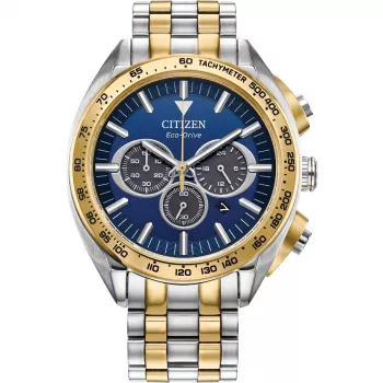 CITIZEN Eco-Drive Chronograaf Herenhorloge CA4544-53L 43mm blauwe wijzerplaat RVS