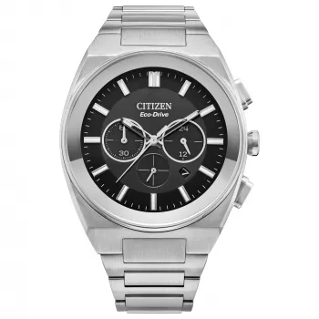 CITIZEN Eco-Drive chronograaf herenhorloge CA4580-50E 43mm edelstaal zwarte wijzerplaat