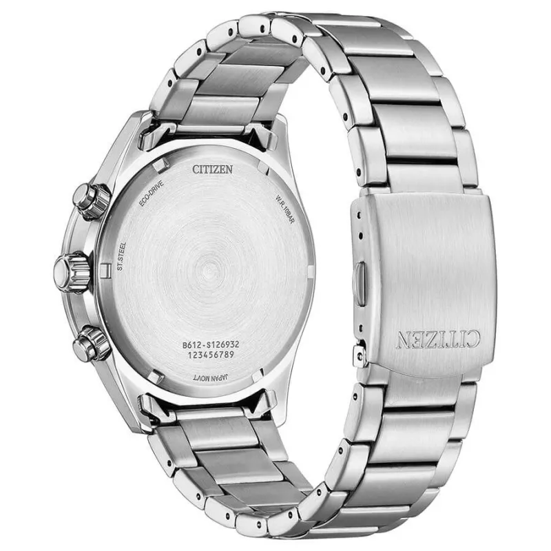 CITIZEN Eco-Drive chronograaf horloge CA0770-72X 43mm edelstaal groene wijzerplaat heren