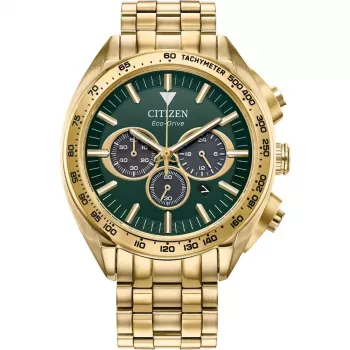CITIZEN Eco-Drive chronograaf horloge CA4542-59X 43mm edelstaal groene wijzerplaat