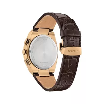 CITIZEN Eco-Drive chronograaf horloge CA4583-01E 43mm bruin leer