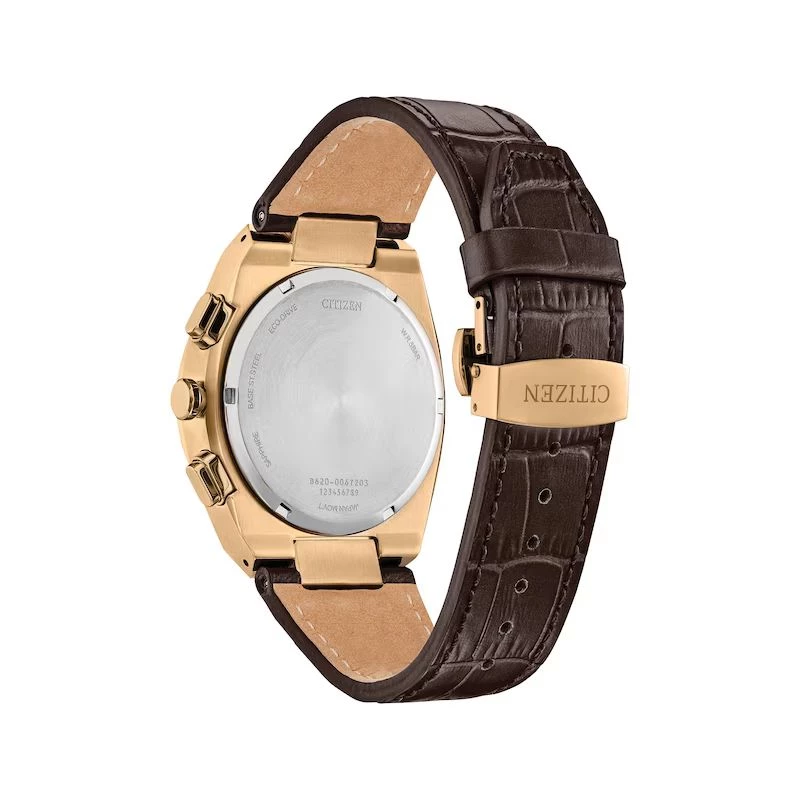 CITIZEN Eco-Drive chronograaf horloge CA4583-01E 43mm bruin leer