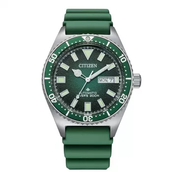 CITIZEN heren automatisch duikhorloge NY0121-09X 41mm groene wijzerplaat rubberen band