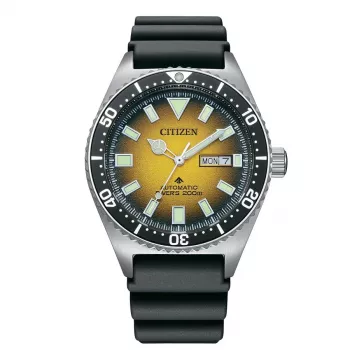 CITIZEN heren automatisch horloge NY0120-01X 41mm zwarte wijzerplaat zwart rubberen band