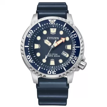 CITIZEN heren duikhorloge Eco-Drive BN0151-17L 44mm blauwe wijzerplaat blauwe polyurethaan band