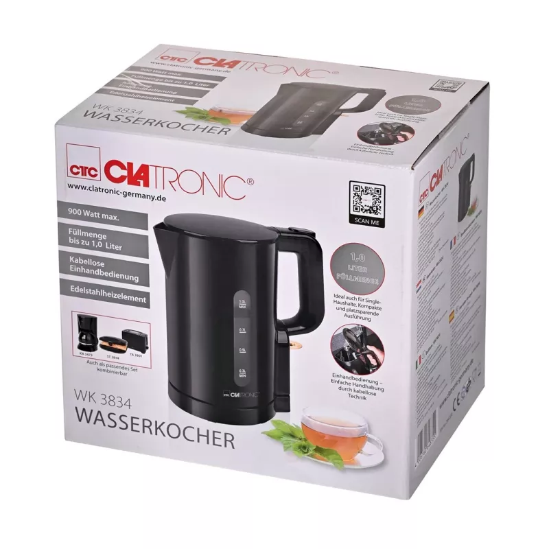 CLA WK 3834 waterkoker 1L 1100W zwart