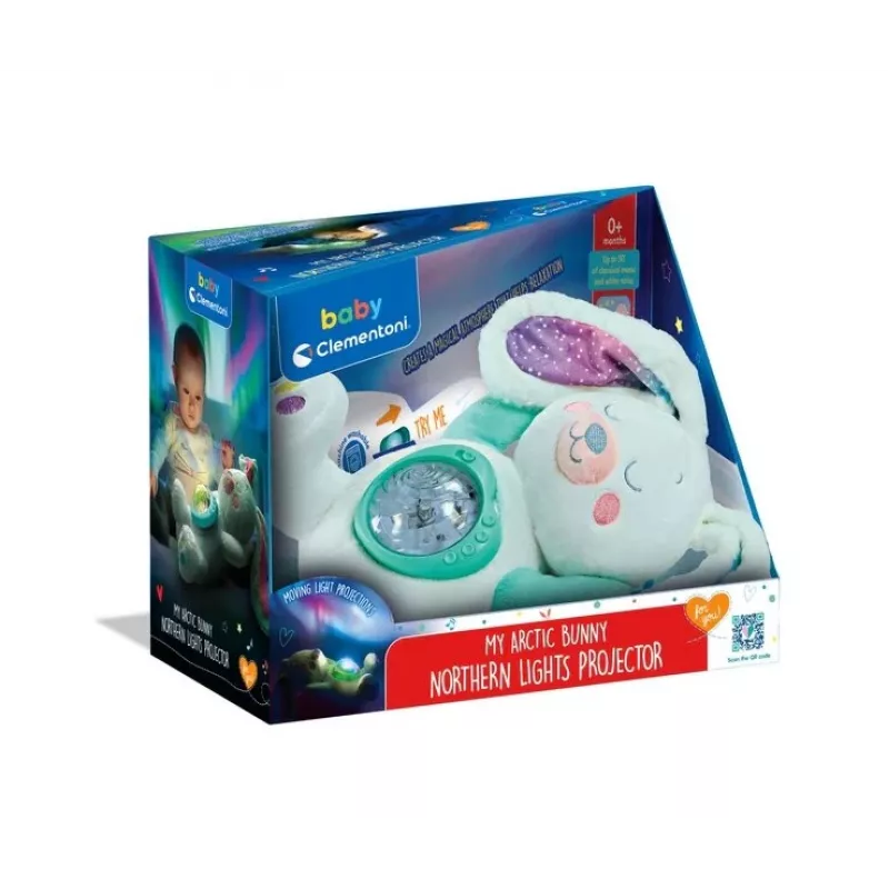 Clementoni knuffel – konijnenprojector met sterrenhemel, melodieën en natuurgeluiden