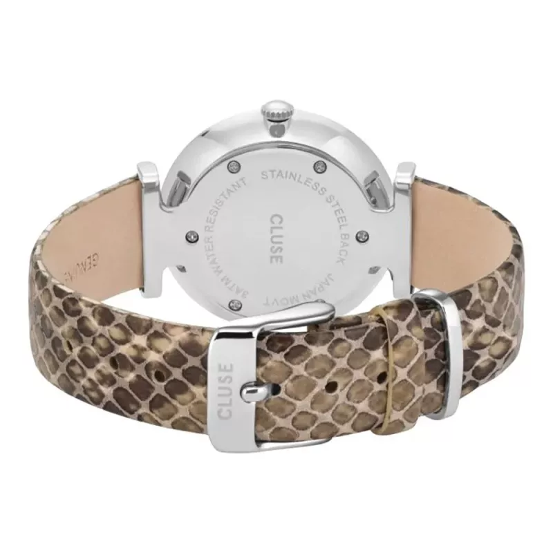 CLUSE Minuit dameshorloge 33 mm roségoud roestvrijstaal mesh