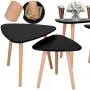 Salontafelset HF0014 51x45 39x40 - Inschuifbare ronde tafels, walnoot en zwart
