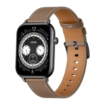 COLMI C28 smartwatch – zwart + bruine leren band