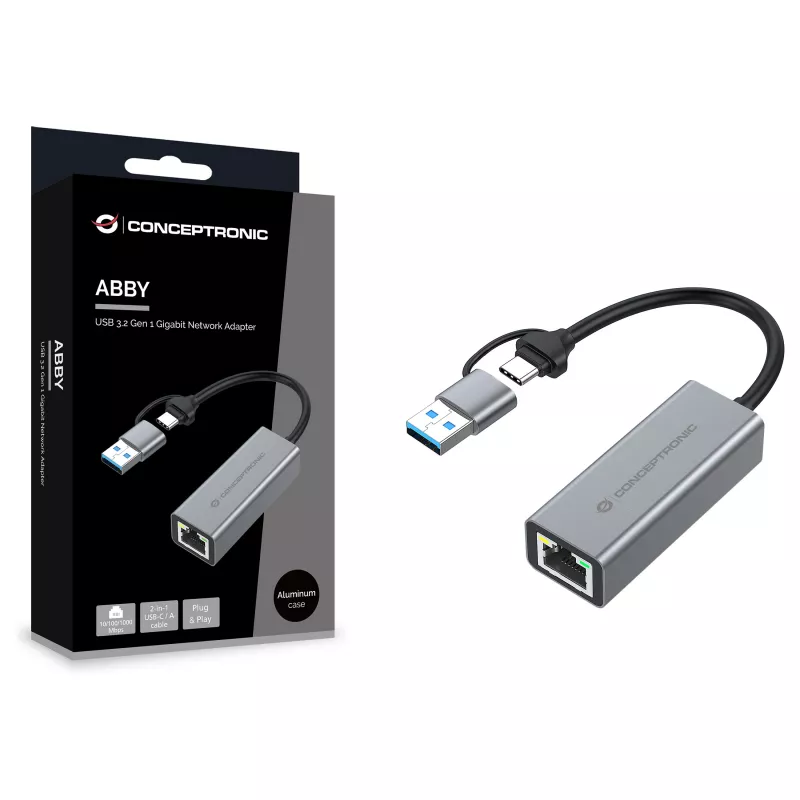 Conceptronic ABBY08G Gigabit USB 3.0 netwerkadapter