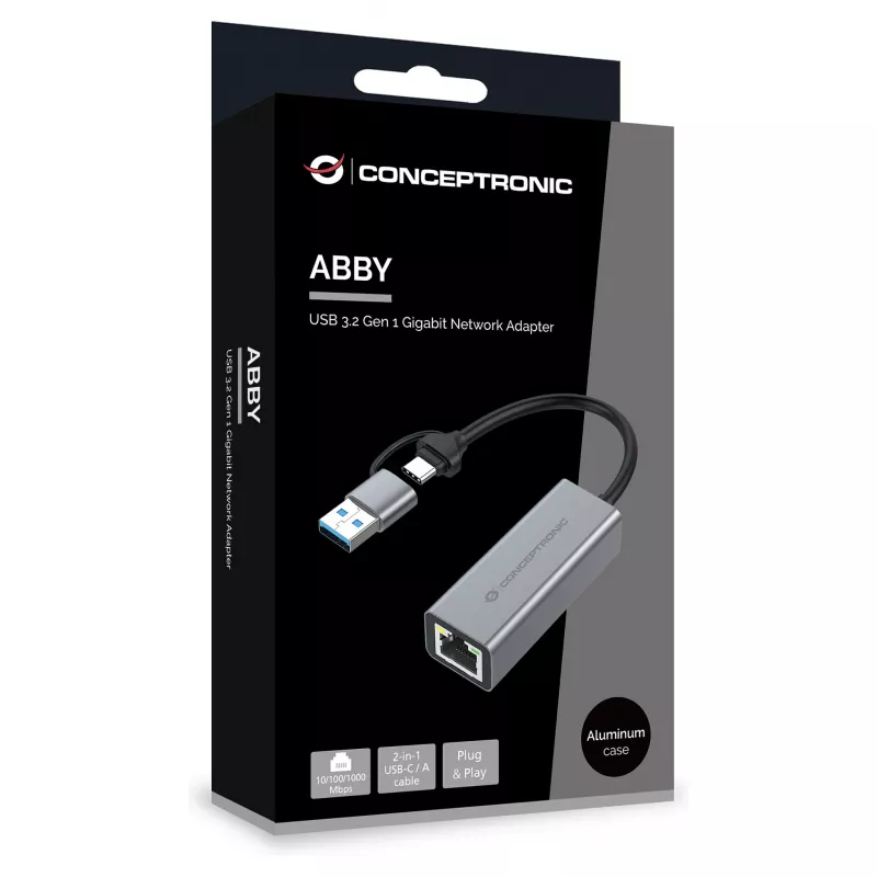 Conceptronic ABBY08G Gigabit USB 3.0 netwerkadapter