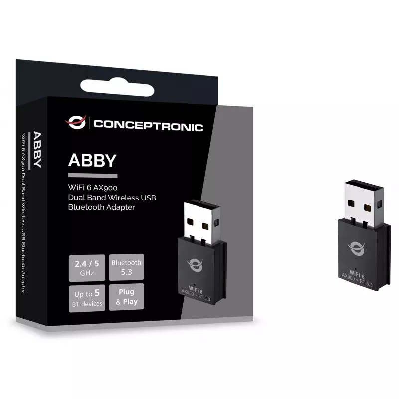Conceptronic ABBY26B WiFi 6 AX900 dual-band USB & Bluetooth 5.3-adapter