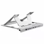 Conceptronic DONN35S laptopstandaard met 7-in-1 USB-C dockingstation, dual-HDMI 4K60Hz, GbE, USB-C 5Gbps, 2x USB-A, 100W PD, zilver