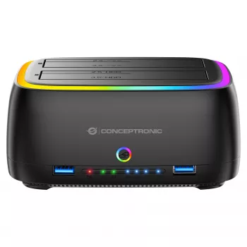 Conceptronic DONN36B 2-bay SATA HDD/SSD dockingstation, USB 3.0, 2x USB-A, zwart