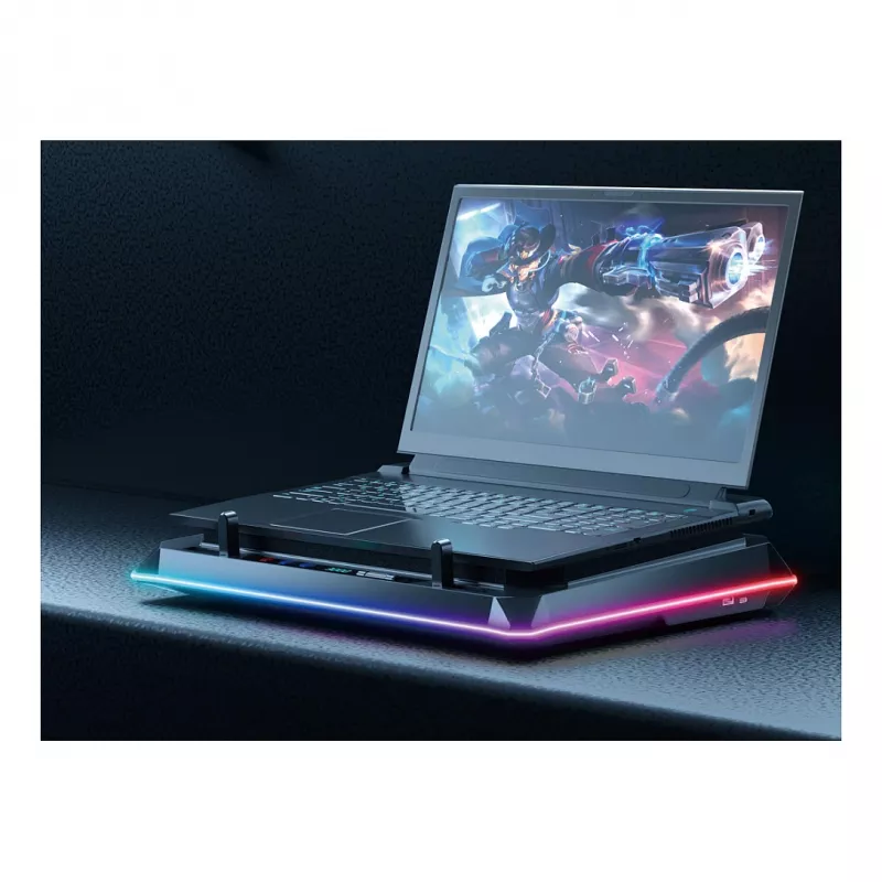 Conceptronic THYIA03B USB-C laptop-koelpad met smartphonehouder, RGB, 12V