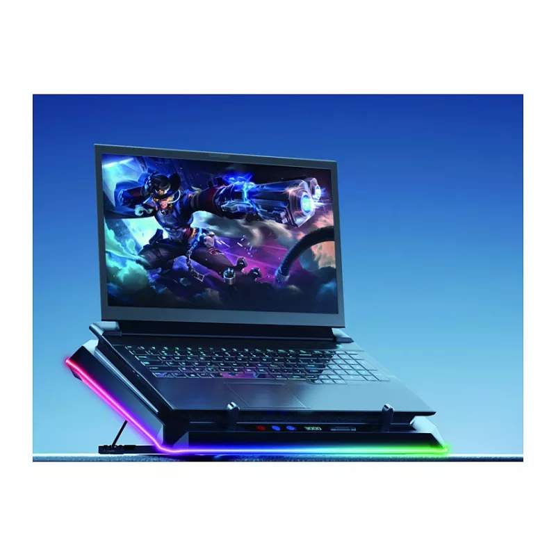 Conceptronic THYIA03B USB-C laptop-koelpad met smartphonehouder, RGB, 12V