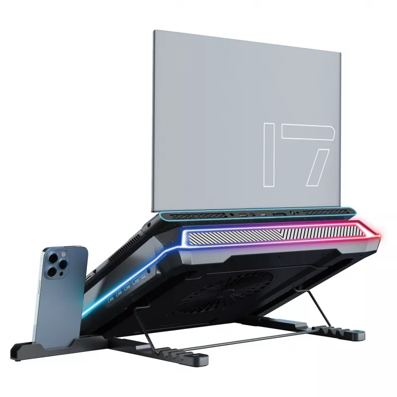 Conceptronic THYIA03B USB-C laptop-koelpad met smartphonehouder, RGB, 12V