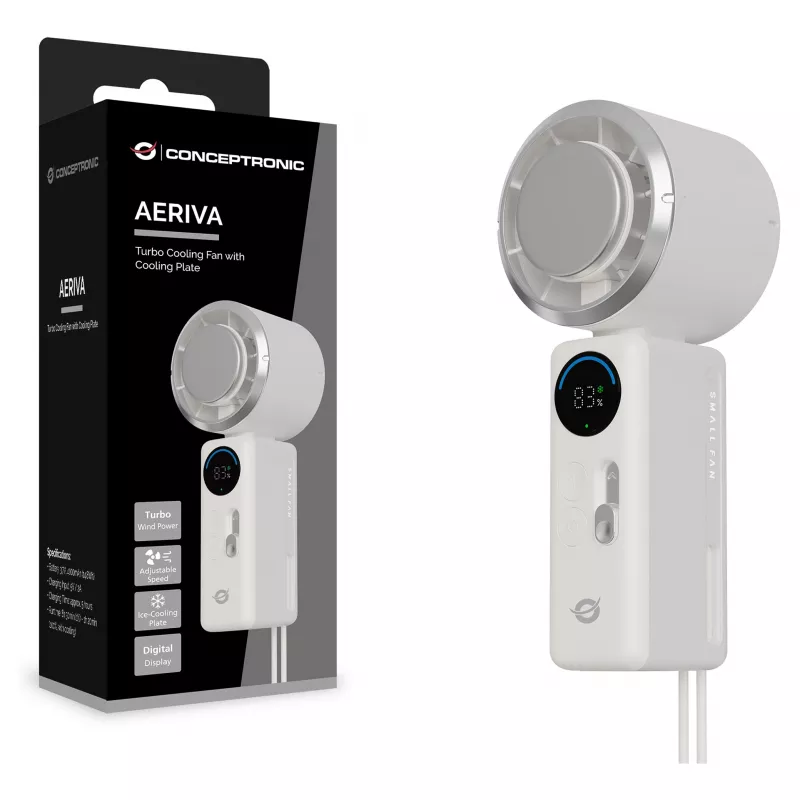 CONCEPTRONIC Turbo handventilator met koelplaat, crème