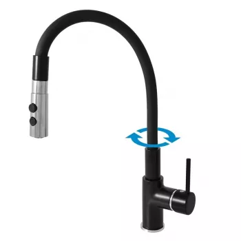 CONTIPRO Alveus DSE Keukenkraan met flexibele siliconenslang, Chroom/Messing, eengreepsmengkraan, 1-gats kraan, 360° zwenkbaar, DSE919.5/12CMATC