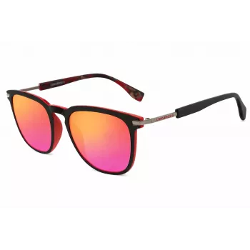 CONVERSE SCO051Q5296SR heren zonnebril, vierkant montuur, zwart montuur, grijze glazen, 52 mm