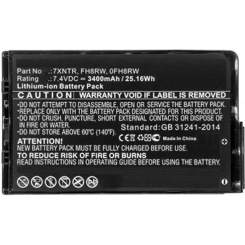 CoreParts MBXDE-BA0184 vervangende accu voor Dell Latitude 12 7202 / 7202 Rugged Tablet - 7,6V 3400mAh 25,84Wh Li-Ion 2-cellen zwart