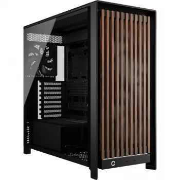 Corsair FRAME 5000D WOOD RS mid-tower pc-behuizing, zwart/walnoot, E-ATX, ATX, Micro-ATX, Mini-ITX, staal/gehard glas/kunststof/walnotenhout, gaming