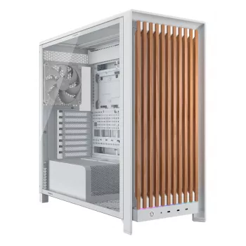 Corsair FRAME 5000D WOOD RS mid-tower pc-behuizing, wit/nootboom, gehard glas, ATX, E-ATX, Micro-ATX, Mini-ITX, staal/kunststof, gaming