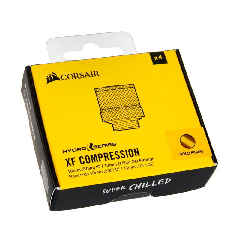 Corsair Hydro X Series XF Compression G1/4 13/10 fittingen vierpack - goud