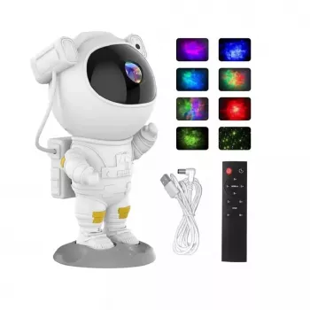 CP 3D astronaut 360 graden roterende kop sterrenhemel & nebula-projector met afstandsbediening wit