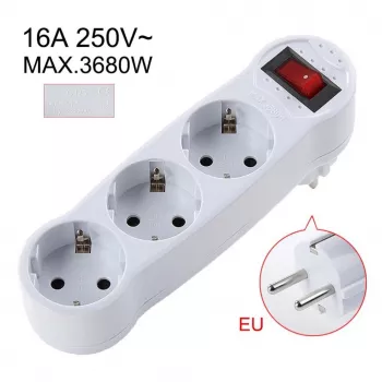 CP EU3 Perfect Travel Slim 180 graden euro stopcontact-uitbreiding naar 3 stopcontacten 250V 16A zwart