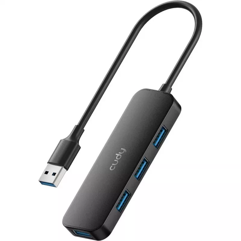 Cudy UH40A PortMate USB-A naar 4-poorts USB 3.0 hub 5Gbps alleen data kunststof compact zwart